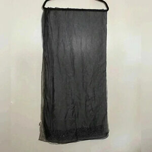 Bianca Nygard black sheer, sequins whimsical whimsigoth witchycore 68”x20” shawl